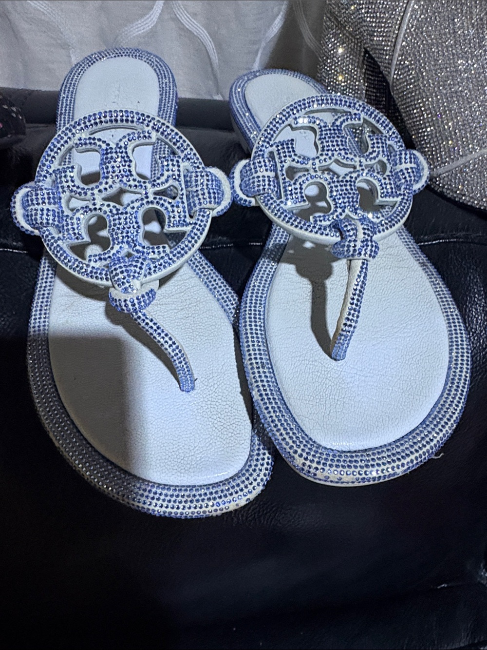 Tory Burch MILLER PAVÉ KNOTTED SANDAL- crystal Baby blue 💎Ju Ju Ice - Picture 4 of 12